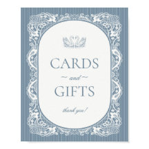 Blue Lace Doily Vintage Floral Cards & Gifts Sign
