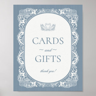 Blue Lace Doily Vintage Floral Cards & Gifts Sign