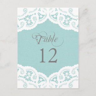 Blue Lace Doily Wedding Table Number Table Cards