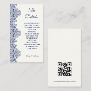 Blue Lace Elegant Wedding Details CARD