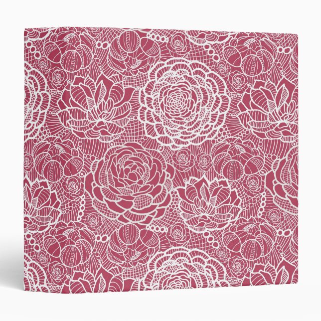 Blue lace flowers pattern background binder (Front/Spine)