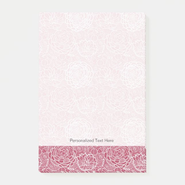Blue lace flowers pattern background post-it notes (Front)