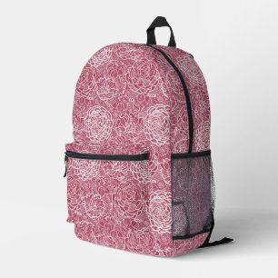 Blue lace flowers pattern background printed backpack