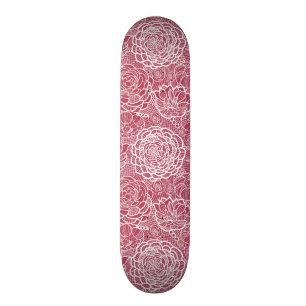 Blue lace flowers pattern background skateboard