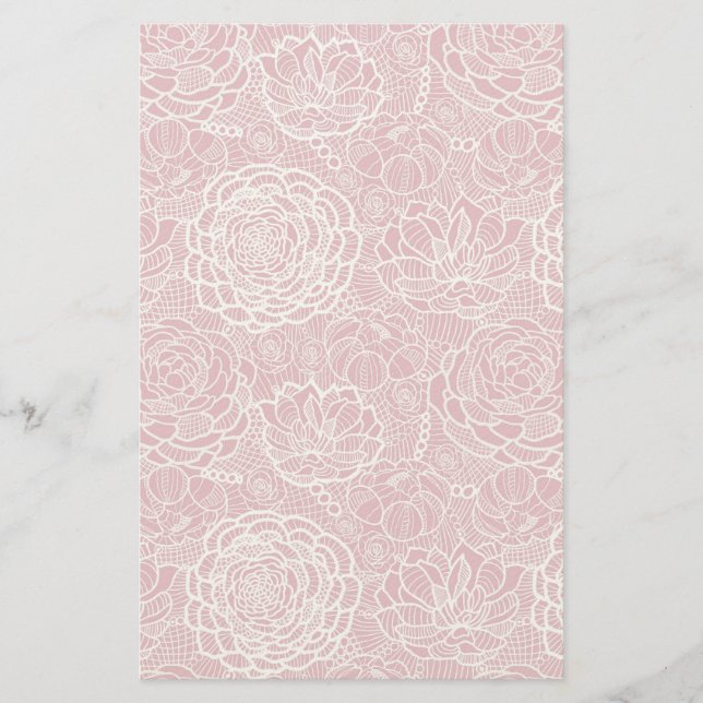 Blue lace flowers pattern background stationery (Front)