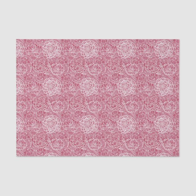 Blue lace flowers pattern background tissue paper (Front)