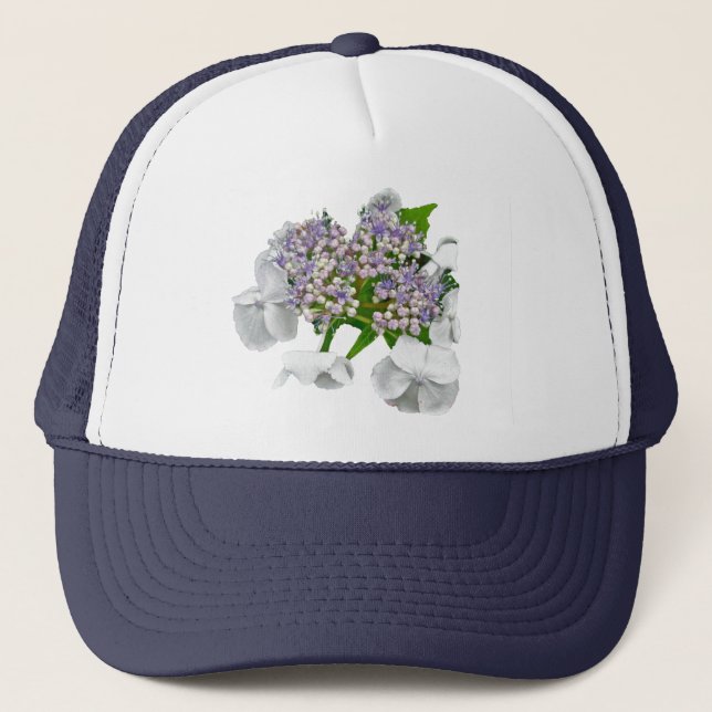 Blue Lace Hydrangea Coordinating Items Trucker Hat (Front)