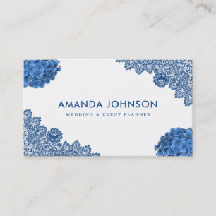 Blue Lace Hydrangea Floral Wedding Event Planner Business Card