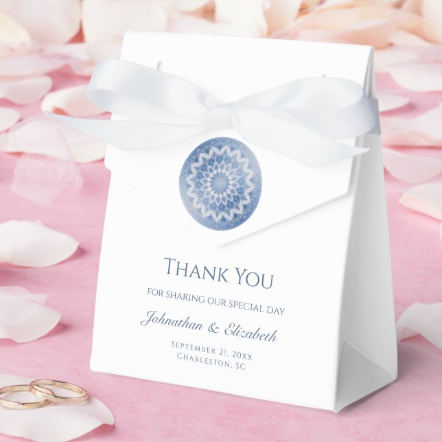 Blue Lace Mandala Wedding Favor Box (Wedding)