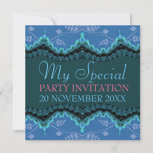 Blue Lace My Special Birthday Bridal Invitations (Front)