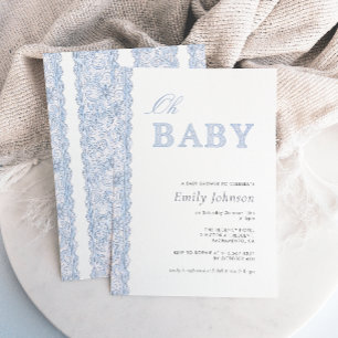 Blue Lace Oh Baby Boy Baby Shower Invitation