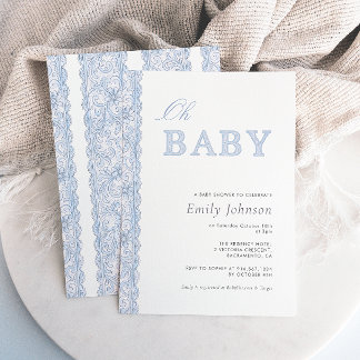 Blue Lace Oh Baby Boy Baby Shower Invitation