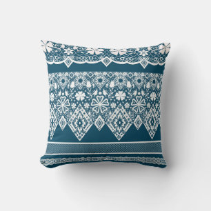 Blue lace pattern . throw pillow