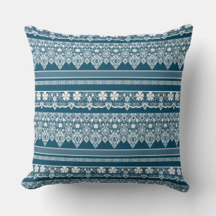Blue lace pattern . throw pillow