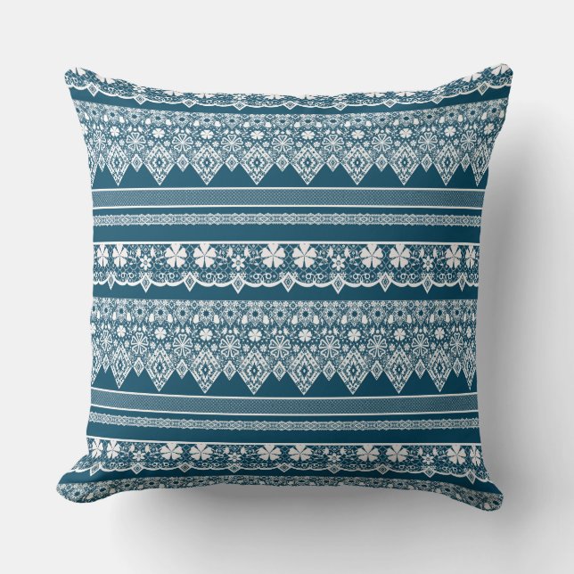 Blue lace pattern . throw pillow (Front)