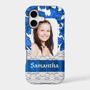 Blue lace personalized photo template