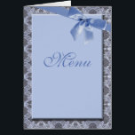 Blue Lace & Ribbon -  Wedding Menu Cards<br><div class="desc">Blue Lace & Ribbon Wedding Menu Cards Matching products are also available with this same template in my store,  invitations,  stamps,  magnets,  binders,  wedding table placecards,  letterheads,  thankyou stationary and more!</div>