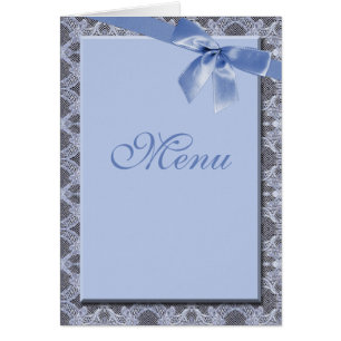 Blue Lace & Ribbon - Wedding Menu Cards
