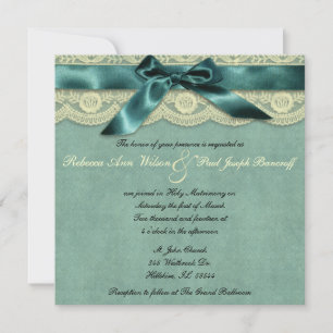 Blue Lace Vintage Wedding Invitation