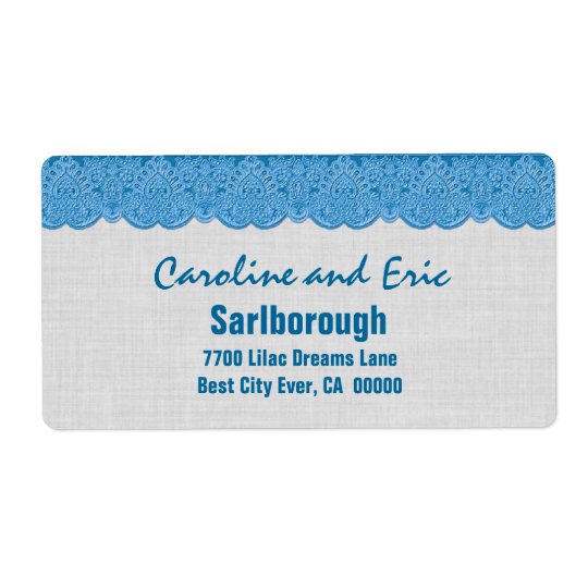 Blue Lace with SILVER Linen Texture A301Q Shipping Label