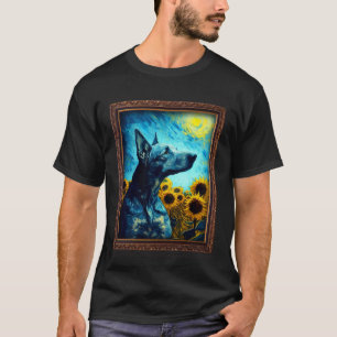 Blue Lacy Painting Sunflower Flower Mom Women Flor T-Shirt