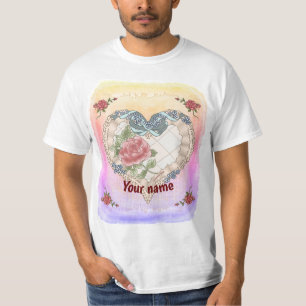 Blue Lacy Ribbon Heart  t-shirts