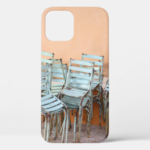 BLUE LADDERBACK CHAIRS NEAR BROWN PAINTED WALL iPhone 12 CASE