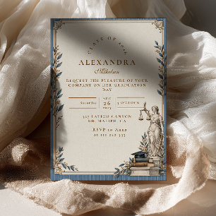Blue Lady Justice Law School Graduation Invitation