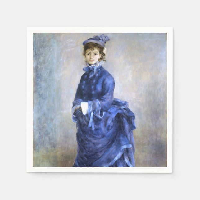Blue Lady  Parisienne Renoir Impressionist Paint Napkin (Front)