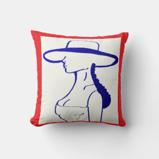 Blue Lady Throw Pillow