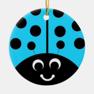 blue ladybug ceramic ornament