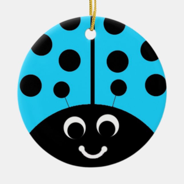 blue  ladybug ceramic ornament (Front)