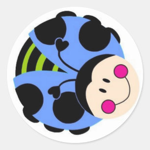 blue ladybug classic round sticker