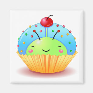 Blue Ladybug Cupcake Magnet