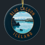 Blue Lagoon Iceland Distressed Circle Ceramic Ornament<br><div class="desc">Blue Lagoon Iceland vector art design. The Blue Lagoon is a geothermal spa in southwestern Iceland. The spa is located in a lava field near Grindavík and in front of Mount Þorbjörn on Reykjanes Peninsula.</div>