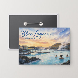 Blue Lagoon Iceland thermal bath watercolor