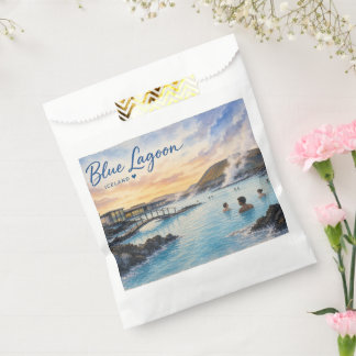 Blue Lagoon Iceland thermal bath watercolor Favour Bag