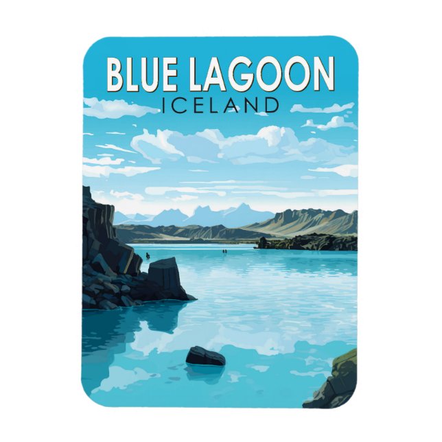 Blue Lagoon Iceland Travel Art Vintage Magnet (Vertical)