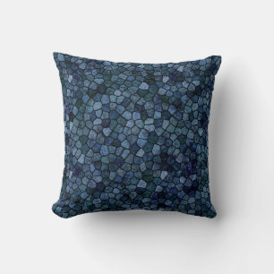 Blue Lagoon Midnight Cobbled Patchwork Terrazo Pat Throw Pillow