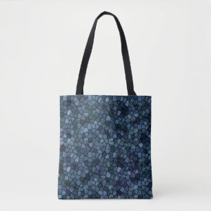 Blue Lagoon Midnight Cobbled Patchwork Terrazo Pat Tote Bag
