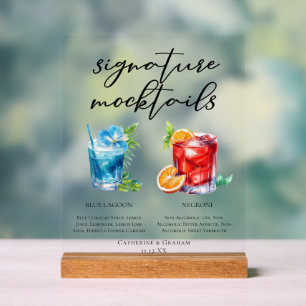 Blue Lagoon Negroni Signature Mocktails Acrylic Sign