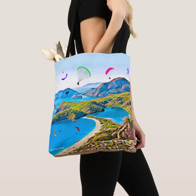 Blue Lagoon Paragliding Tote Bag  (Close Up)