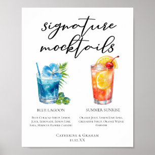 Blue Lagoon Summer Sunrise Mocktails Menu Poster