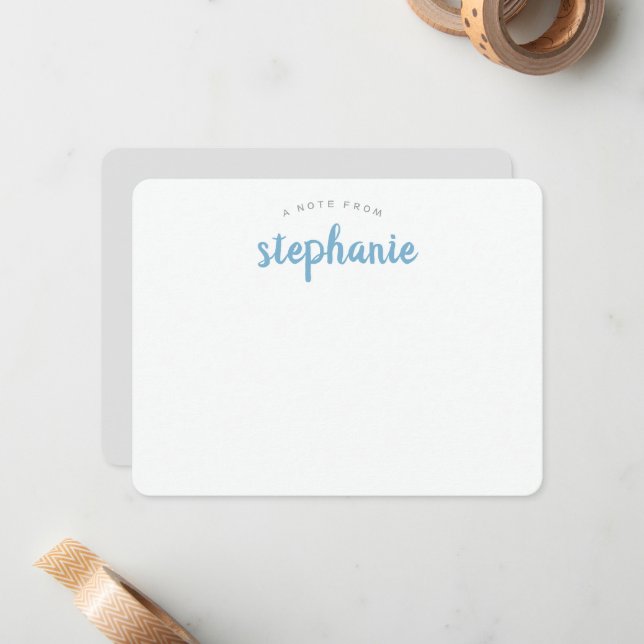 Blue Lake Playful Script Personalized Flat Card (Front/Back In Situ)