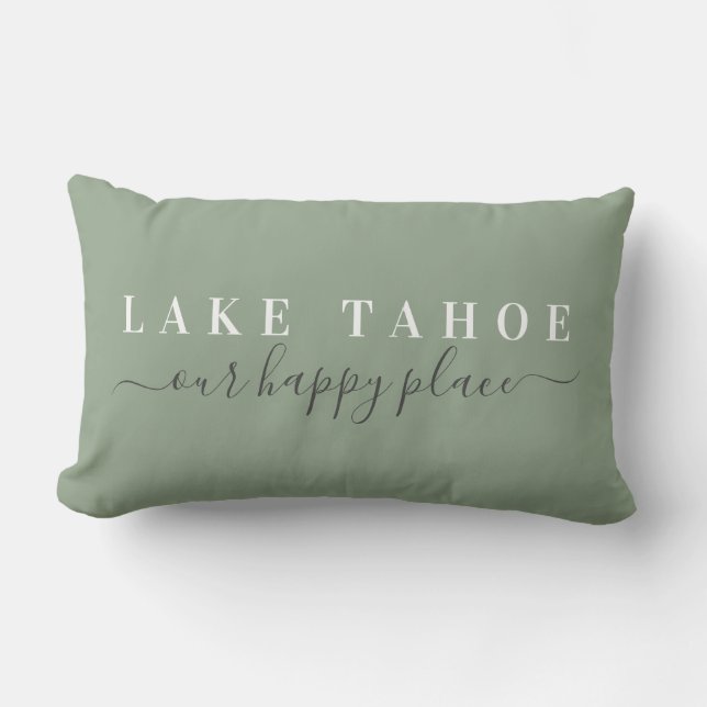Blue Lake Tahoe Happy Place Lumbar Coussin (Recto)