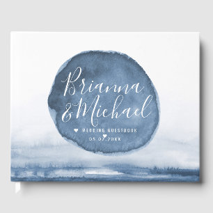 Blue Lake Water Stain Personalized Guest Book