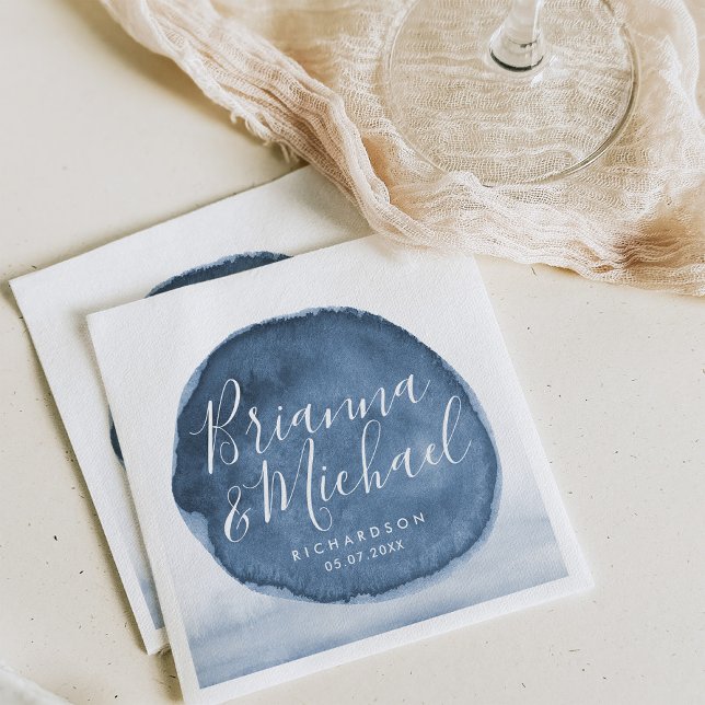Blue Lake Water Stain | Personalized Wedding Napkin (Creator Uploaded)
