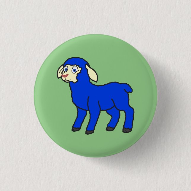Blue Lamb 1 Inch Round Button (Front)