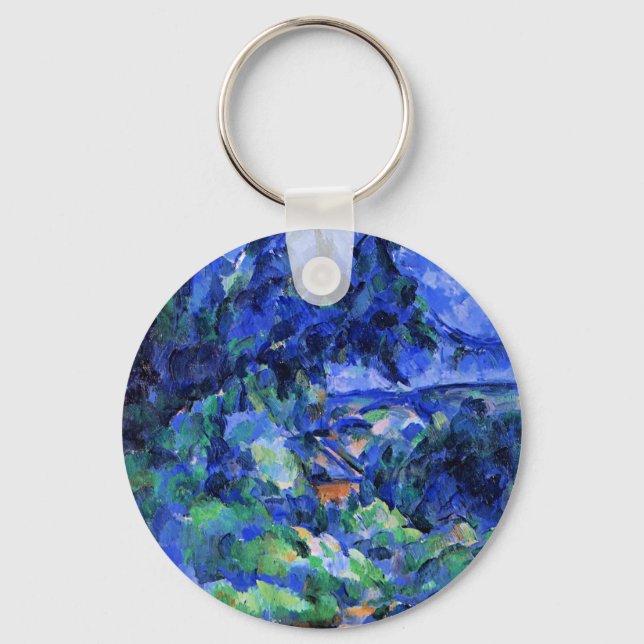 Blue Landscape by Paul Cezanne Keychain (Front)