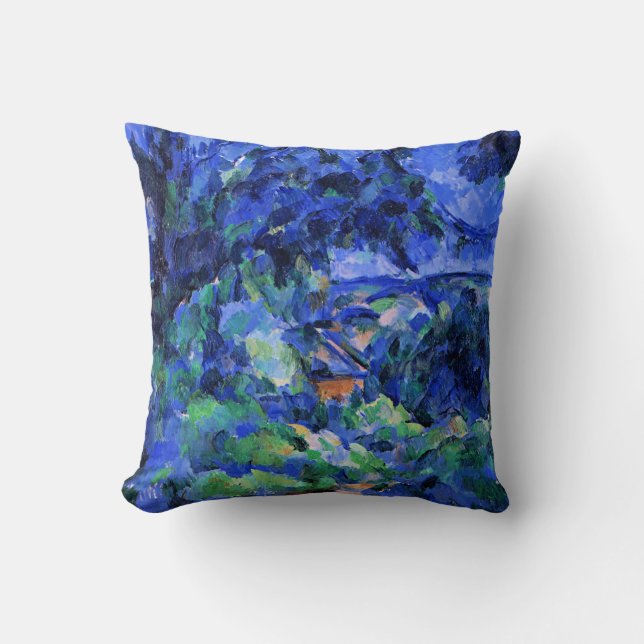 Blue Landscape by Paul Cezanne Throw Pillow (Front)